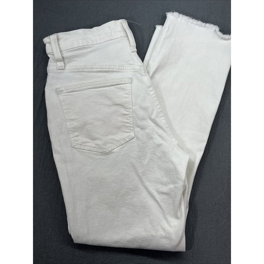 Madewell High Rise Slim Womens 23 Crop Boyjean Raw Hem White Denim